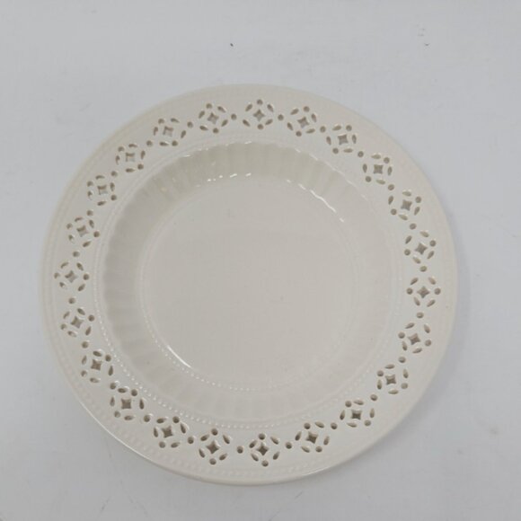 1 Vintage Hartley Greens Creamware Bread Dessert Plate Diamond Pierce Cut Rim 7" - Picture 2 of 4